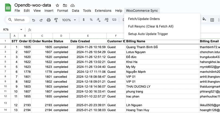 Hướng dẫn: Tự đồng bộ dữ liệu đơn hàng từ wordpress woocommerce về google sheet sử dụng Google AppScript 3 OPEN DB Huong d image image egHK yksu - Hướng dẫn: Tự đồng bộ dữ liệu đơn hàng từ wordpress woocommerce về google sheet sử dụng Google AppScript