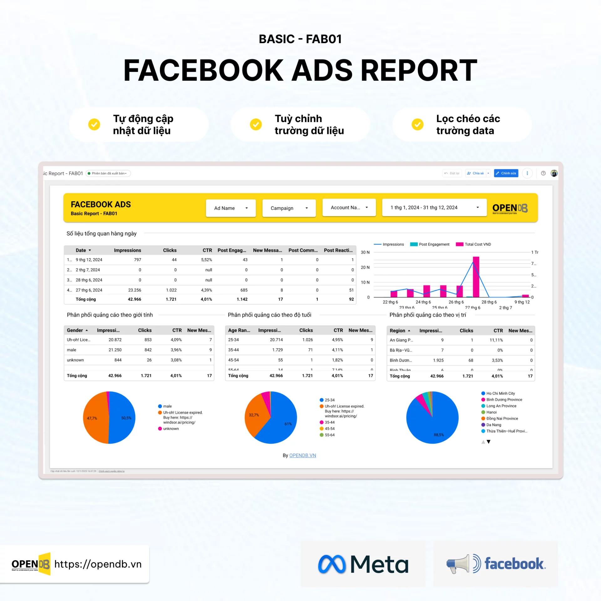 3 Loại Report Facebook Ads Dashboard Phổ Biến Nhất Được Xây Dựng Trên Looker Studio