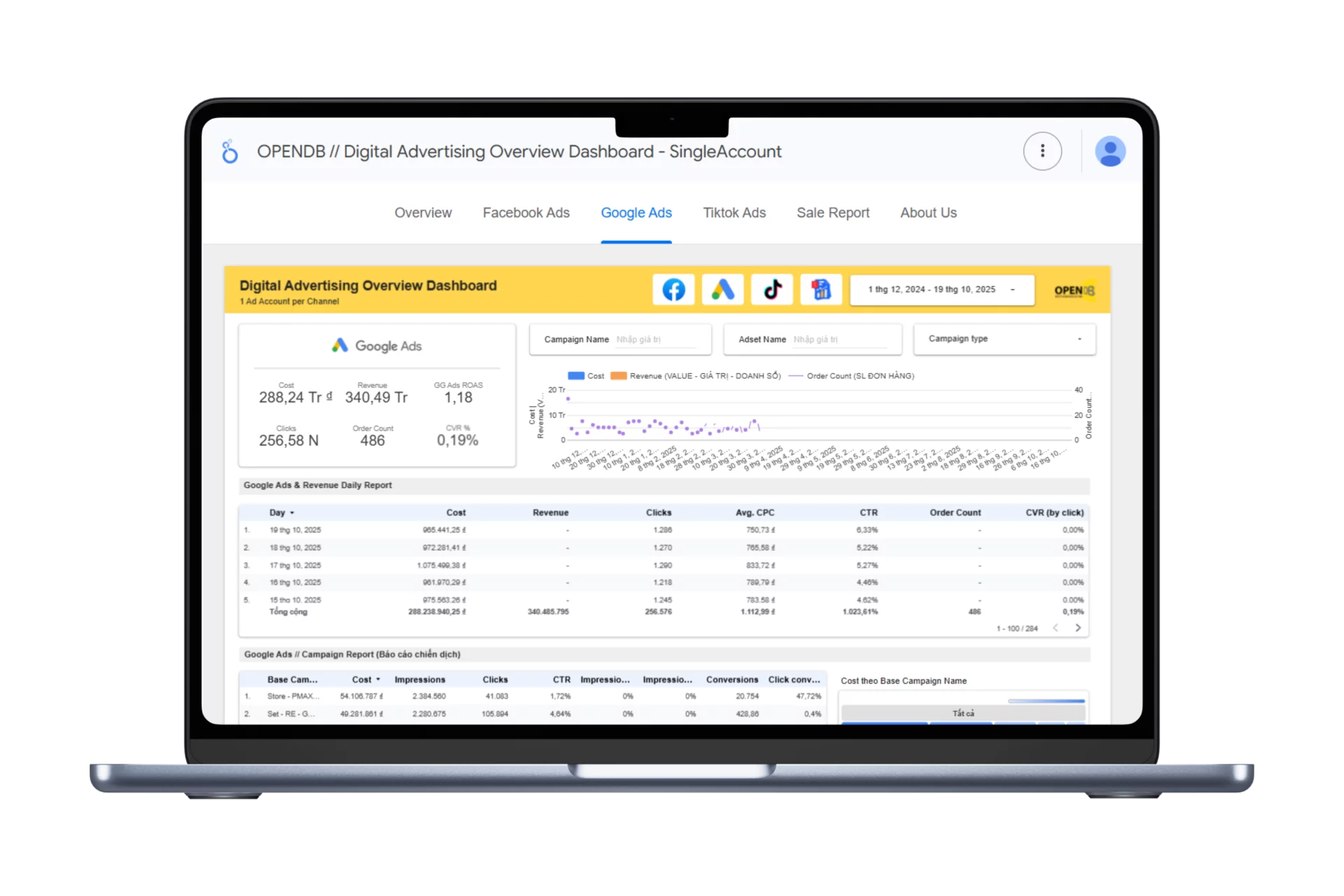 image Tu dong hoa hoan toan quy trinh bao cao quang cao 3Fve - FACEBOOK ADS Data Connector